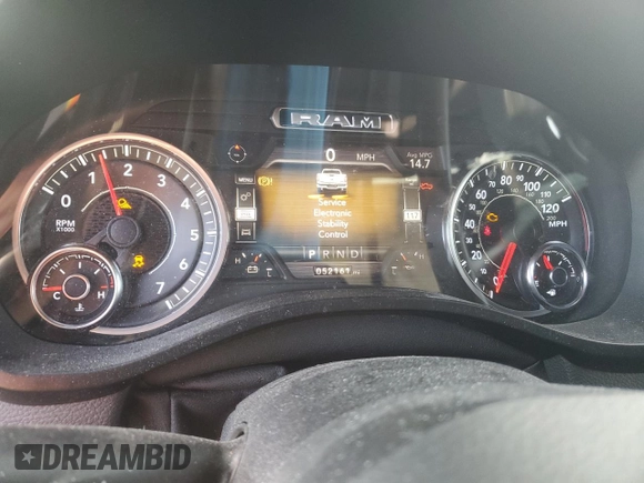 2020 Ram 1500 Laramie with VIN 1C6SRFDT9LN401373, listed as a Copart auction lot 88947705 with 52,161 mi miles and Salvage Title. Bid and sale history available at carsss.com. Image 9.
