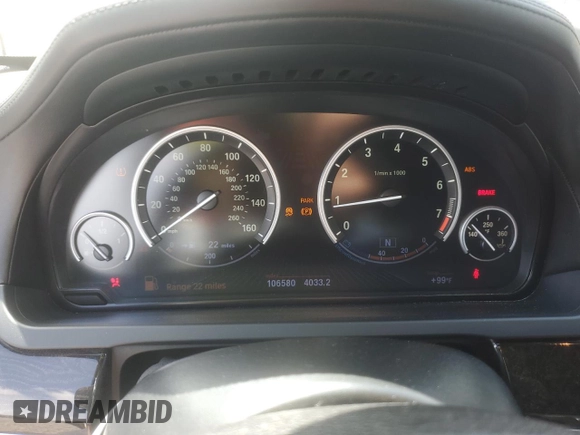 2013 BMW 7 Series 750i with VIN WBAYA8C58DC996431, listed as a Copart auction lot 70366064 with 106,580 mi miles and Salvage Title. Bid and sale history available at DreamBid. Image 9.
