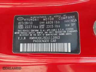 2013 Hyundai Genesis Coupe 3.8 R-Spec with VIN KMHHU6KJ8DU112863, listed as a IAAI auction lot 41223071 with 181,779 mi miles. Bid and sale history available at carsss.com. Image 9.