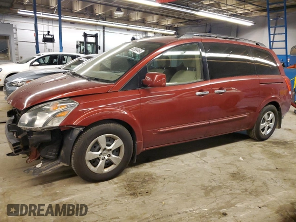 2008 Nissan Quest with VIN 5N1BV28U98N104347, listed as a Copart auction lot 82894454 with 114,144 mi miles and Salvage Title. Bid and sale history available at carsss.com. Image 1.