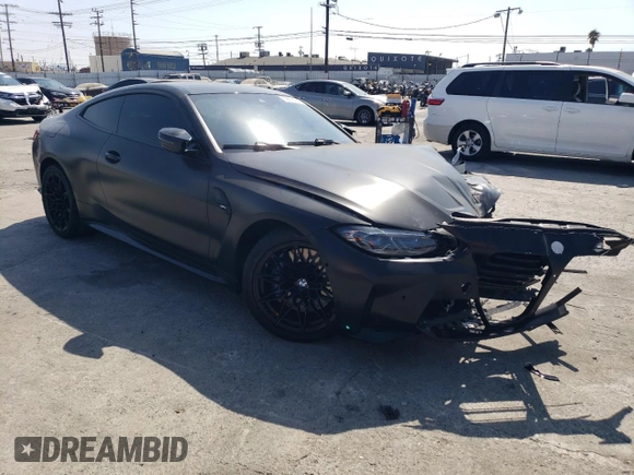 2021 BMW M4 with VIN WBS53AZ09MCF73467, listed as a Copart auction lot 72576704 with 15,437 mi miles and Salvage Title. Bid and sale history available at carsss.com. Image 4.