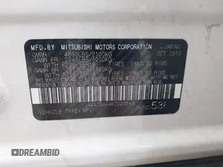 2019 Mitsubishi Eclipse Cross SE with VIN JA4AT5AA4KZ020549, listed as a IAAI auction lot 42674825 with 133,269 mi miles and . Bid and sale history available at DreamBid. Image 9.