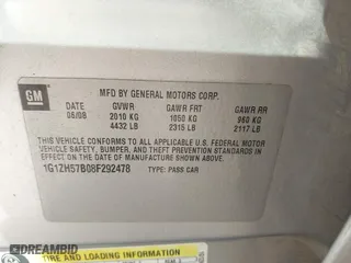2008 Chevrolet Malibu LT w/1LT with VIN 1G1ZH57B08F292478, listed as a IAAI auction lot 41649919 with 159,770 mi miles. Bid and sale history available at carsss.com. Image 9.