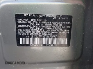 2016 Subaru Forester 2.5i Touring with VIN JF2SJAVC0GH460559, listed as a IAAI auction lot 41829487 with 115,855 mi miles. Bid and sale history available at carsss.com. Image 9.