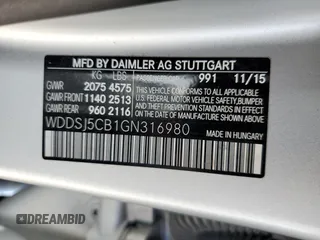 2016 Mercedes-Benz CLA 45 AMG with VIN WDDSJ5CB1GN316980, listed as a Copart auction lot 63624754 with 51,293 mi miles and Non Repairable. Bid and sale history available at DreamBid. Image 13.