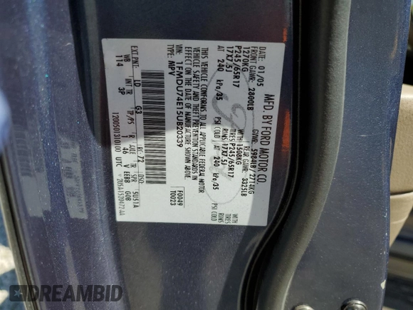 2005 Ford Explorer Eddie Bauer z VIN 1FMDU74E15UB20339, wystawiony jako Copart lot #62145185 z przebiegiem 118 081 mil mil oraz Szkoda całkowita • Salvage title. Historia ofert i sprzedaży dostępna na DreamBid. Obrazek 13.