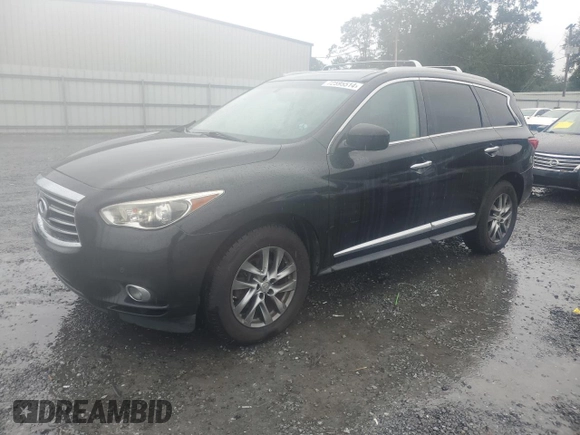 2013 Infiniti JX35 with VIN 5N1AL0MN9DC324307, listed as a Copart auction lot 72595514 with 106,443 mi miles and Salvage Title. Bid and sale history available at carsss.com. Image 1.
