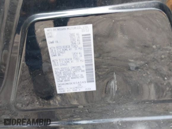 2013 Nissan Pathfinder S with VIN 5N1AR2MN3DC654549, listed as a IAAI auction lot 42601850 with 160,936 mi miles and . Bid and sale history available at DreamBid. Image 9.
