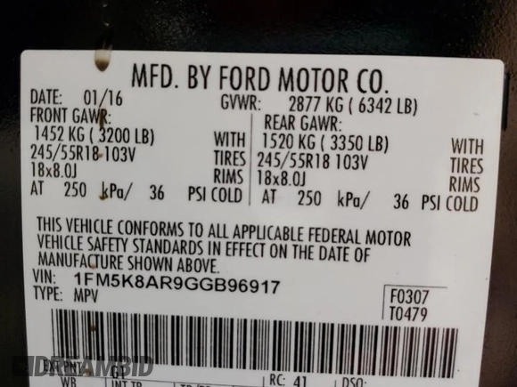 2016 Ford Utility Police Interceptor with VIN 1FM5K8AR9GGB96917, listed as a Copart auction lot 71740794 with 0 mi miles and Salvage Title. Bid and sale history available at carsss.com. Image 13.
