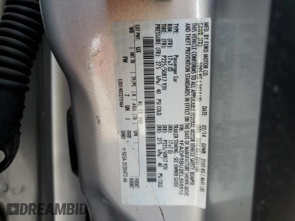 2014 Ford C-Max SEL z VIN 1FADP5BU2EL505513, wystawiony jako Copart lot #53561955 z przebiegiem 63 862 mil mil oraz Szkoda całkowita • Salvage title. Historia ofert i sprzedaży dostępna na DreamBid. Obrazek 12.