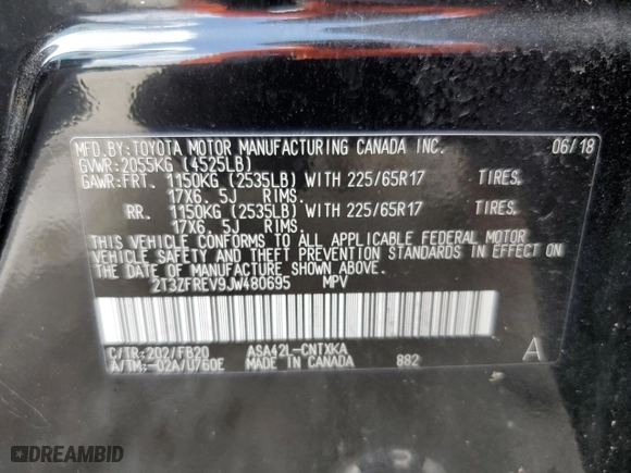 2018 Toyota RAV4 LE with VIN 2T3ZFREV9JW480695, listed as a Copart auction lot 51643925 with 130,313 mi miles and Salvage Title. Bid and sale history available at carsss.com. Image 14.