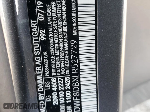 2020 Mercedes-Benz C with VIN WDDWF8DBXLR527729, listed as a Copart auction lot 46880925 with 35,825 mi miles and Salvage Title. Bid and sale history available at carsss.com. Image 12.