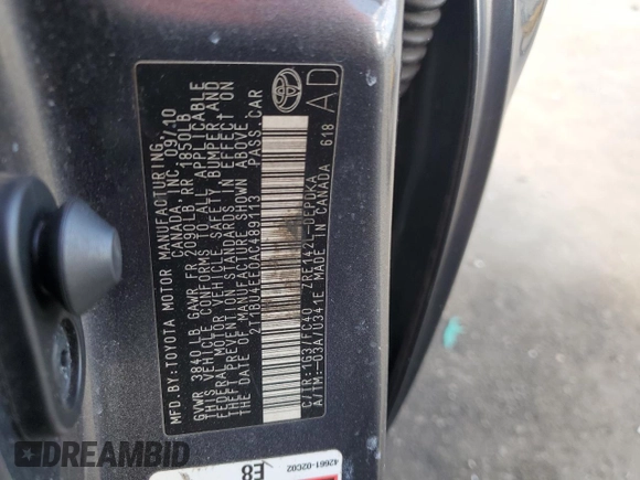 2010 Toyota Corolla с VIN 2T1BU4EE0AC489113, выставлен на аукционе Copart как лот 59976695 с пробегом 278 053 миль миль и Списание • Salvage title. История ставок и продаж доступна на DreamBid. Изображение 12.