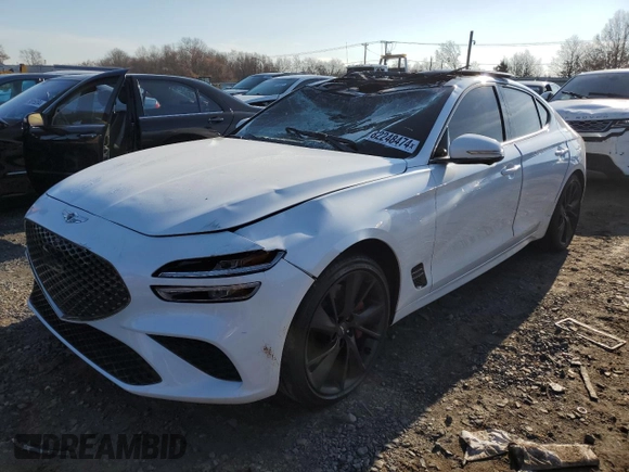 2023 Genesis G70 3.3T with VIN KMTG54TE4PU124582, listed as a Copart auction lot 82248474 with 16,644 mi miles and Salvage Title. Bid and sale history available at DreamBid. Image 1.