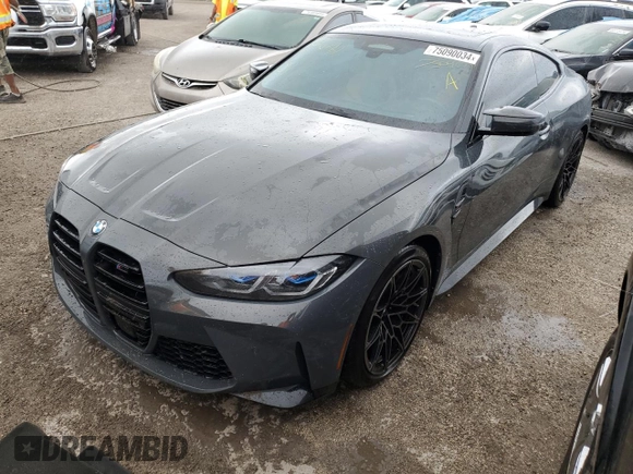 2022 BMW M4 Competition xDrive with VIN WBS43AZ03NCK18031, listed as a Copart auction lot 75090034 with 18,837 mi miles and Non Repairable. Bid and sale history available at carsss.com. Image 1.