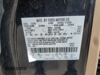 2007 Mercury Mariner Premier с VIN 4M2CU97157KJ20700, выставлен на аукционе Copart как лот 48161105 с пробегом 83 890 миль миль и Чистый • Clean title. История ставок и продаж доступна на DreamBid. Изображение 13.