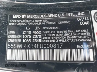 2015 Mercedes-Benz C 300 Luxury with VIN 55SWF4KB4FU000817, listed as a IAAI auction lot 41565974 with 102,223 mi miles and . Bid and sale history available at carsss.com. Image 9.