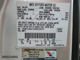 2005 Ford Escape Limited with VIN 1FMYU04125KE23079, listed as a Copart auction lot 45588415 with 226,071 mi miles and Salvage Title. Bid and sale history available at carsss.com. Image 13.