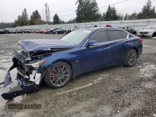 2017 Infiniti Q50 Red Sport 400 with VIN JN1FV7AR6HM870313, listed as a Copart auction lot 83214104 with 68,315 mi miles and Salvage Title. Bid and sale history available at carsss.com. Image 1.