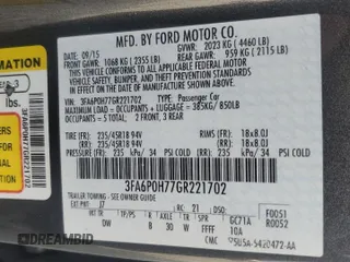 2016 Ford Fusion SE with VIN 3FA6P0H77GR221702, listed as a Copart auction lot 57271495 with 121,810 mi miles and Salvage title. Bid and sale history available at DreamBid. Image 12.