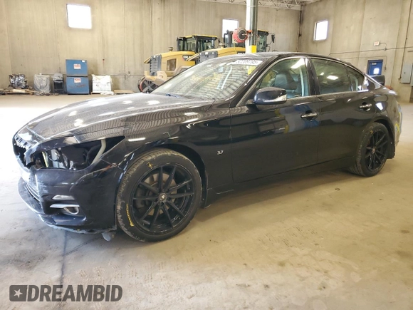 2014 Infiniti Q50 Premium with VIN JN1BV7ARXEM695977, listed as a Copart auction lot 52209795 with 100,700 mi miles and Salvage Title. Bid and sale history available at DreamBid. Image 1.