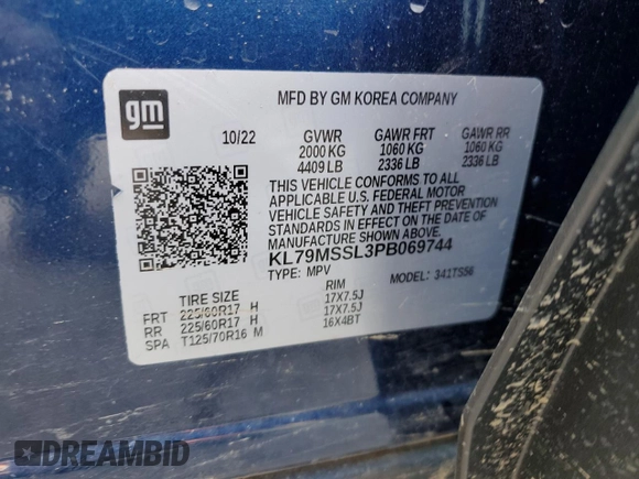 2023 Chevrolet TrailBlazer ACTIV with VIN KL79MSSL3PB069744, listed as a Copart auction lot 44203594 with Not Provided miles and . Bid and sale history available at DreamBid. Image 14.
