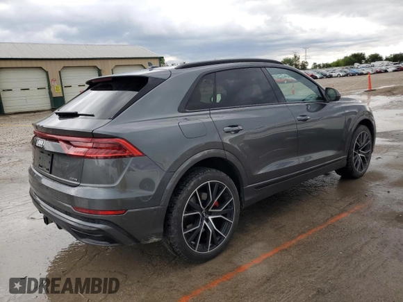 2020 Audi Q8 Prestige with VIN WA1FVAF1XLD003867, listed as a Copart auction lot 57440105 with 86,371 mi miles and Salvage title. Bid and sale history available at DreamBid. Image 3.