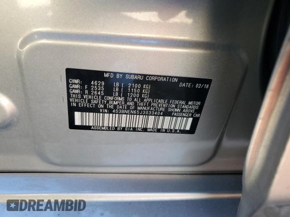 2018 Subaru Legacy Limited with VIN 4S3BNEN65J3033404, listed as a Copart auction lot 89166365 with 158,156 mi miles and Salvage Title. Bid and sale history available at carsss.com. Image 14.