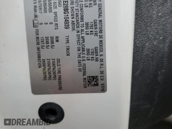 2011 GMC Sierra 1500 Denali с VIN 3GTP2XE28BG104939, выставлен на аукционе Copart как лот 56920655 с пробегом 181 331 миль миль и Списание • Salvage title. История ставок и продаж доступна на DreamBid. Изображение 12.
