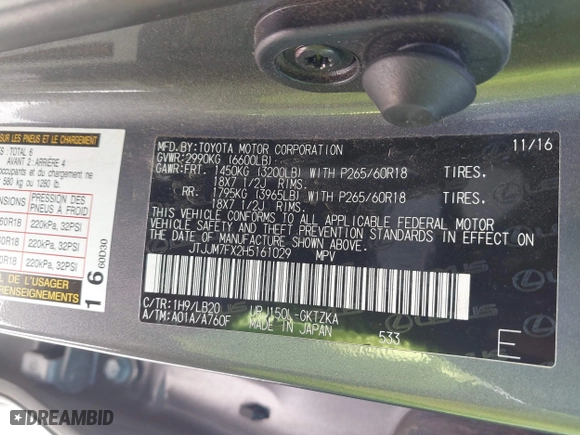 2017 Lexus GX with VIN JTJJM7FX2H5161029, listed as a IAAI auction lot 41864434 with 145,562 mi miles. Bid and sale history available at carsss.com. Image 9.