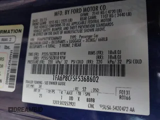 2015 Ford Mustang GT with VIN 1FA6P8CF5F5368602, listed as a IAAI auction lot 40959426 with 78,790 mi miles and . Bid and sale history available at carsss.com. Image 9.