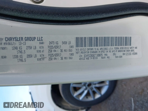 2014 Dodge Journey SXT with VIN 3C4PDCBG6ET189875, listed as a IAAI auction lot 40965845 with 174,292 mi miles and . Bid and sale history available at DreamBid. Image 9.