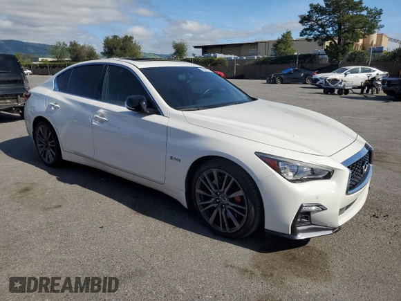 2018 Infiniti Q50 Red Sport 400 with VIN JN1FV7AP3JM640099, listed as a Copart auction lot 50307165 with 52,225 mi miles and Clean Title. Bid and sale history available at DreamBid. Image 4.
