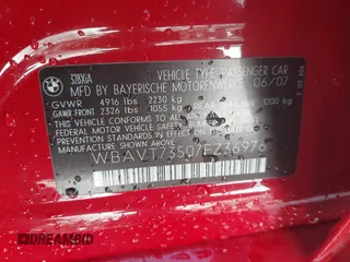 2007 BMW 3 Series 328xi с VIN WBAVT73507FZ36976, выставлен на аукционе IAAI как лот 41647516 с пробегом 157 049 миль миль и . История ставок и продаж доступна на DreamBid. Изображение 9.