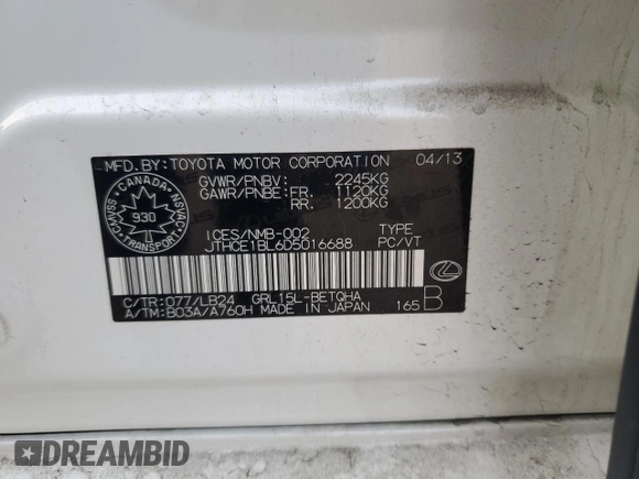 2013 Lexus GS 350 with VIN JTHCE1BL6D5016688, listed as a Copart auction lot 71495144 with 195,710 mi miles and Salvage Title. Bid and sale history available at carsss.com. Image 13.