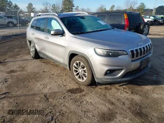 2019 Jeep Cherokee Latitude Plus with VIN 1C4PJLLN1KD196210, listed as a IAAI auction lot 41337035 with 93,387 mi miles. Bid and sale history available at carsss.com. Image 1.