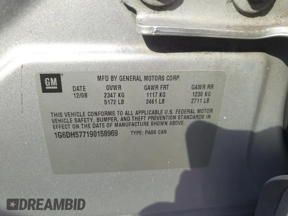 2009 Cadillac CTS AWD w/1SA with VIN 1G6DH577190158969, listed as a Copart auction lot 76184374 with 0 mi miles and Non Repairable. Bid and sale history available at carsss.com. Image 13.