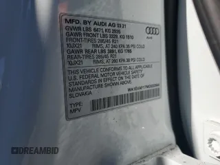 2021 Audi Q8 Premium Plus z VIN WA1EVAF17MD032644, wystawiony jako Copart lot #50884135 z przebiegiem 53 866 mil mil oraz Szkoda całkowita • Salvage title. Historia ofert i sprzedaży dostępna na DreamBid. Obrazek 13.
