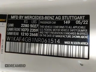 2022 Mercedes-Benz C 300 with VIN W1KAF4GB1NR061514, listed as a IAAI auction lot 41887174 with 32,732 mi miles and . Bid and sale history available at DreamBid. Image 9.