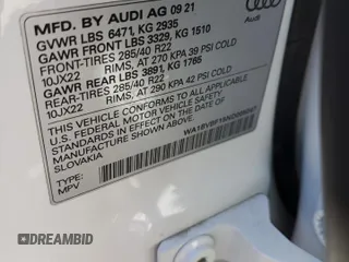 2022 Audi Q8 Premium Plus z VIN WA1BVBF15ND005047, wystawiony jako Copart lot #68349794 z przebiegiem 232 024 mil mil oraz Szkoda całkowita • Salvage title. Historia ofert i sprzedaży dostępna na DreamBid. Obrazek 14.