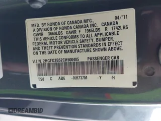 2012 Honda Civic Cpe LX with VIN 2HGFG3B52CH500405, listed as a IAAI auction lot 42091494 with 209,657 mi miles. Bid and sale history available at carsss.com. Image 9.