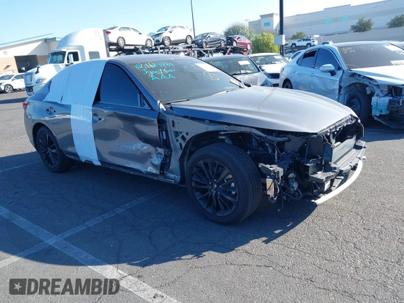 2024 Infiniti Q50 Luxe with VIN JN1EV7BP4RM601527, listed as a IAAI auction lot 41479566 with 1,588 mi miles and . Bid and sale history available at DreamBid. Image 1.