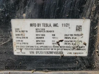 2021 Tesla Model S Plaid with VIN 5YJSA1E62MF455304, listed as a Copart auction lot 51279555 with 17,951 mi miles and Salvage title. Bid and sale history available at DreamBid. Image 14.