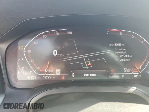 2019 BMW 3 Series 330i with VIN 3MW5R1J56K8B01545, listed as a Copart auction lot 82815374 with 52,655 mi miles and Salvage Title. Bid and sale history available at carsss.com. Image 9.