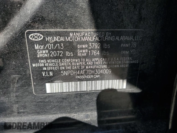 2013 Hyundai Elantra GLS с VIN 5NPDH4AE7DH304009, выставлен на аукционе Copart как лот 59820935 с пробегом 245 746 миль миль и Чистый • Clean title. История ставок и продаж доступна на DreamBid. Изображение 12.