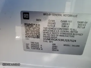 2024 Chevrolet Traverse FWD LT with VIN 1GNERGKS3RJ157524, listed as a Copart auction lot 75537354 with 3,757 mi miles and Salvage Title. Bid and sale history available at carsss.com. Image 13.