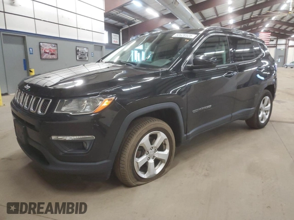 2019 Jeep Compass Latitude with VIN 3C4NJDBB0KT593907, listed as a Copart auction lot 50628525 with 46,111 mi miles and Salvage Title. Bid and sale history available at DreamBid. Image 1.