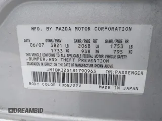 2008 Mazda 3 i Touring with VIN JM1BK32G181790963, listed as a IAAI auction lot 42235896 with 136,504 mi miles and . Bid and sale history available at DreamBid. Image 9.