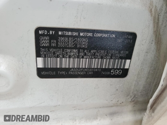 2014 Mitsubishi Lancer ES with VIN JA32U2FUXEU010410, listed as a Copart auction lot 49744815 with 105,950 mi miles and Salvage Title. Bid and sale history available at DreamBid. Image 12.