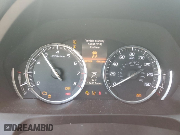 2016 Acura TLX Advance with VIN 19UUB2F76GA011361, listed as a Copart auction lot 63658805 with 174,117 mi miles and Salvage title. Bid and sale history available at DreamBid. Image 9.